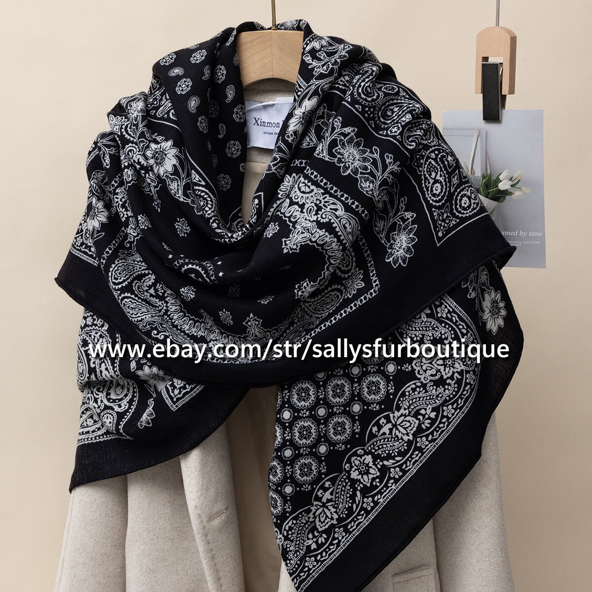 Sallys Boutique Soft 70% Cashmere 30% Silk Paisley Scarf 53