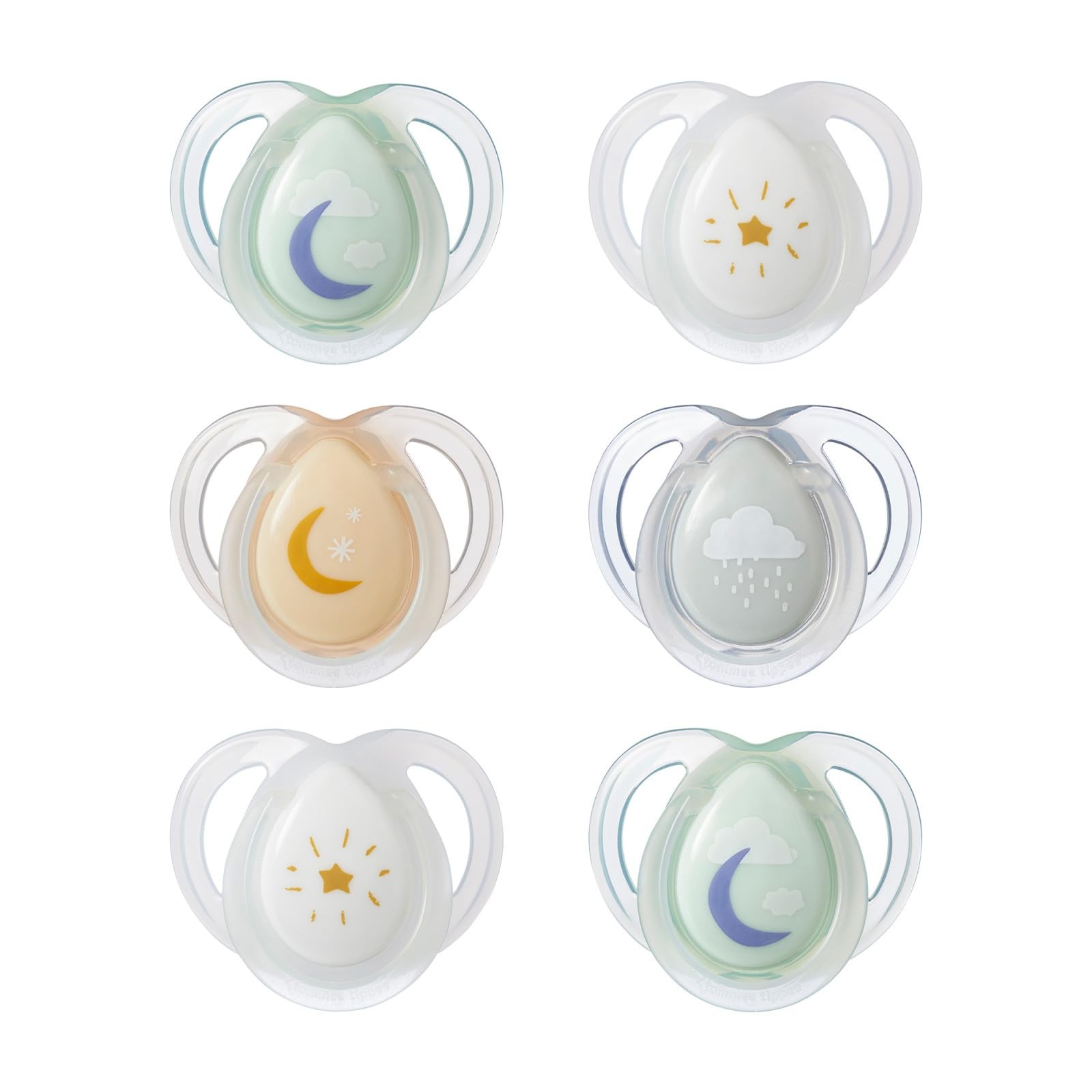 Tommee Tippee Glow in the Dark Pacifier 6 Count Blue Pastels