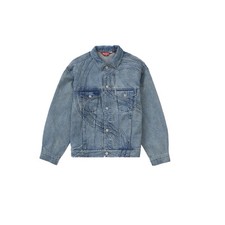 Supreme S Logo Denim Trucker Jacket Washed Blue Size: XL