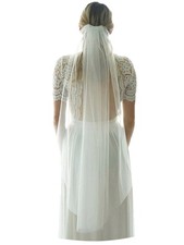 Fingertip Length Short Simple Tulle Wedding Bridal Veil with Comb White