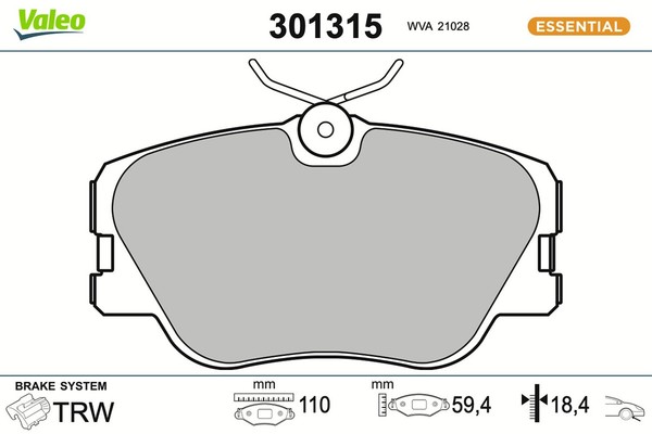 Bremsbelagsatz Scheibenbremse Essential Valeo 301315 FüR Mercedes A124 190 124-image