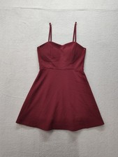 Forever 21 Women Mini Dress M Dark Red Back Zipper Straps Sleeveless Cocktail
