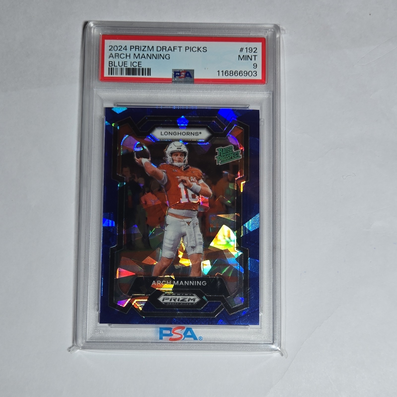 2024 Panini Prizm Draft Picks Prospect Arch Manning #192 Blue Ice Prizm /99