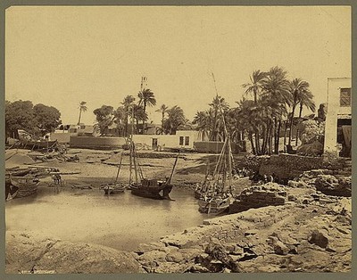 Assouan,Boats harbored,Aswan area,Nile River,Egypt,Francis Frith,1856-1860