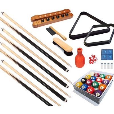 Pool Table -  Billiard 32 Pieces Accessory Kit - Pool Cue Sticks Bridge Ball ...