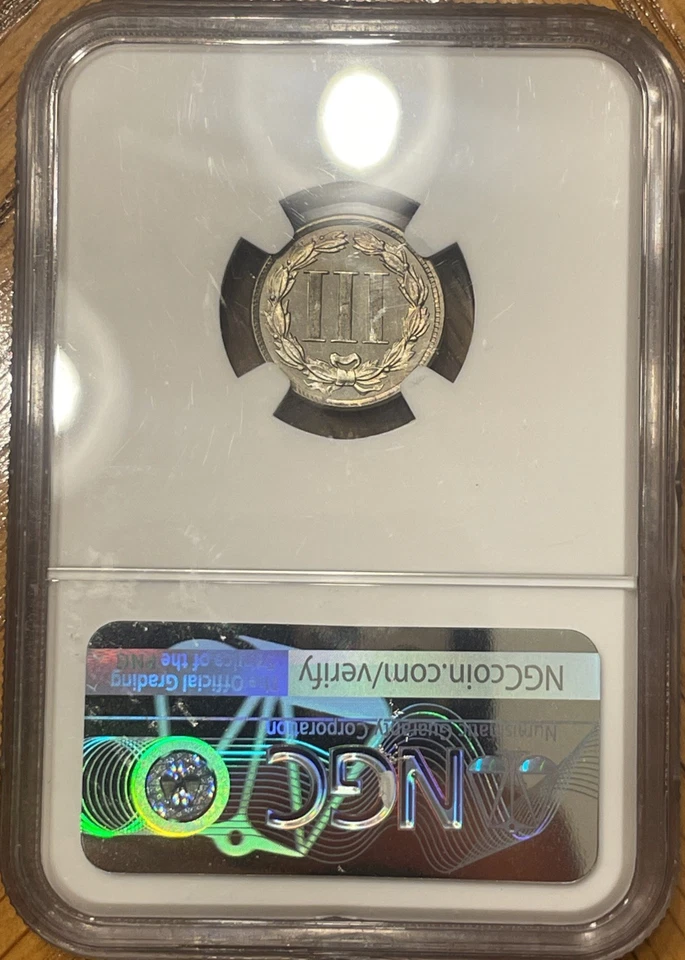 1885 Proof Three Cent Nickel 3CN PCGS PR64 CAC - Image 3 of 4