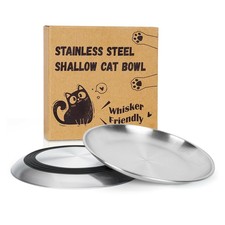 Supet Cat Food Bowls Whisker Fatigue Cat Dishes Stainless Steel Non Slip Cat