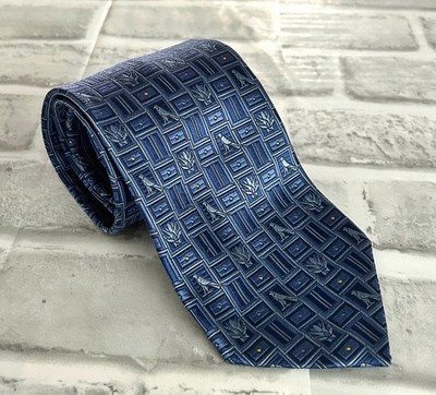 Frey Wille Blue & Gold  Heavy Jacquard Silk Necktie Tie Made Italy
