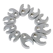 Crowfoot Wrench Set 10pc Flare Nut 3/8in Drive Metric 10-19mm Alloy Steel