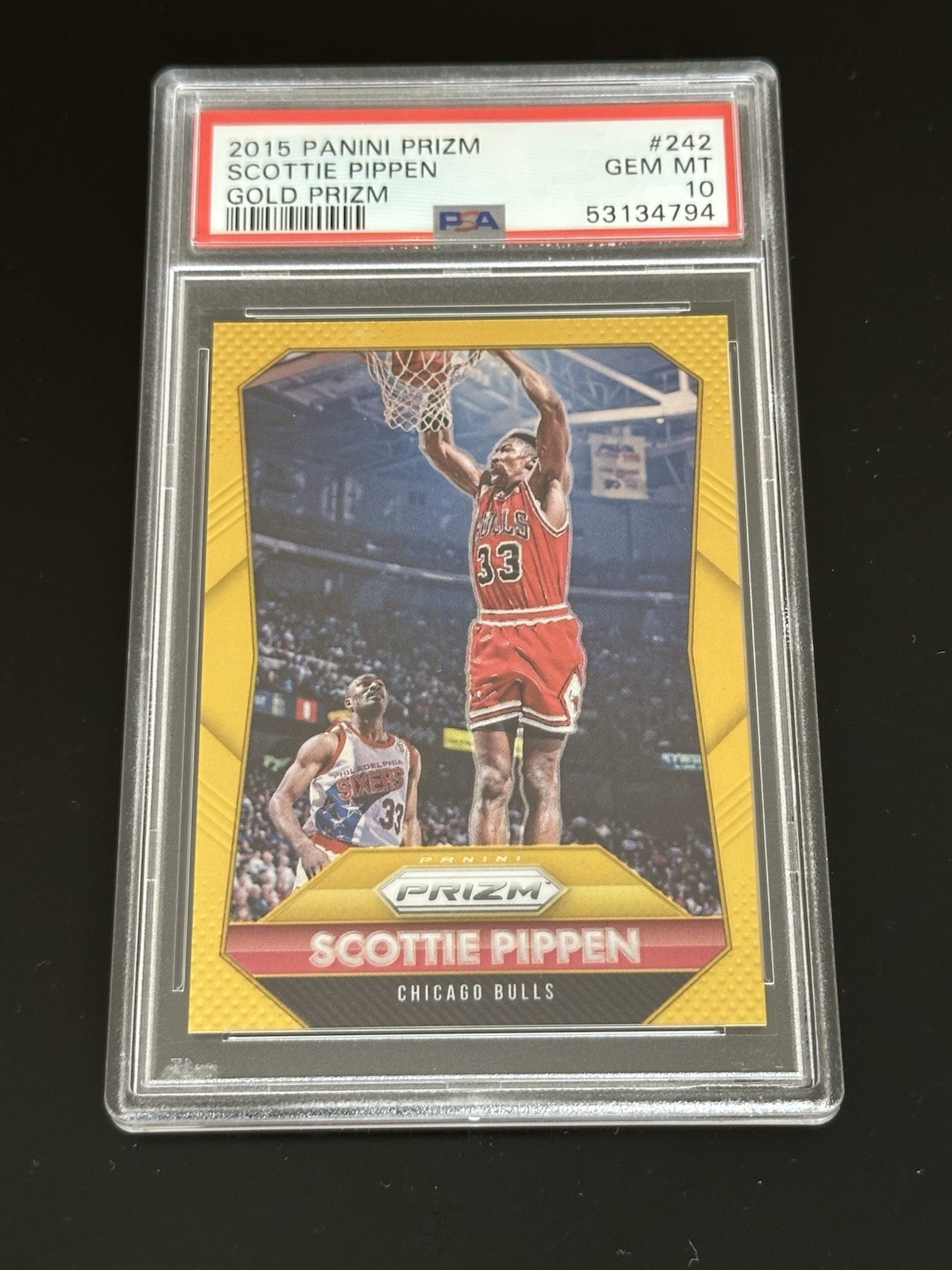 2015 PANINI PRIZM GOLD PRIZM #242 SCOTTIE PIPPEN /10 PSA 10