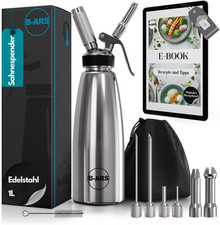 Sifone Cucina Professionale Acciaio Inox 1L Con Accessori Completi per Panna Mon