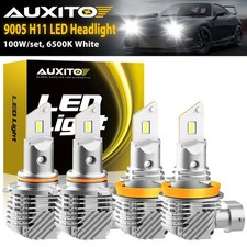 H11 9005 LED Headlight Bulbs Combo 6000K White Plug & Play Halogen Replacement