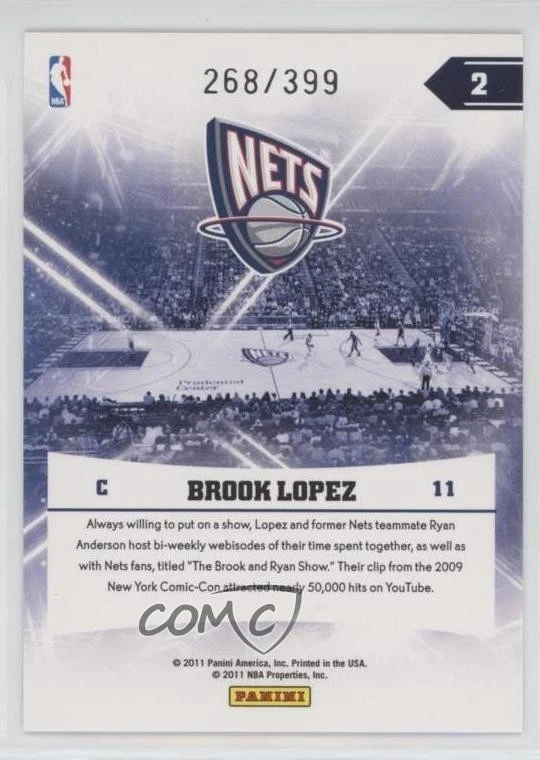 2010-11 Absolute Memorabilia Hoopla /399 Brook Lopez #2 - Image 2 of 2