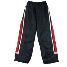 Starter Track Pants Boys L Relaxed Black Windbreaker Side Stripe Nylon Y2K