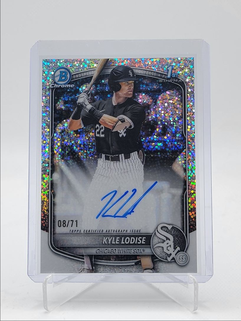 KYLE LODISE 2025 BOWMAN CHROME DRAFT 1ST SPARKLE WHITE SOX AUTO /71 Q6017