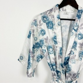 Flora Nikrooz Womens Arisa Sexy Sleepwear Kimono Robe Ivory Floral Size S/M