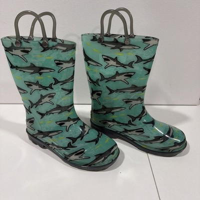 Unisex Childs Shark Rainboots That Lights Up Made By Western Chief Size 12