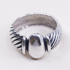 Size 7.75, Vtg Sterling Silver Handmade Ring 925 Silver Band w/ Rope Texture