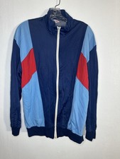 Vintage 60s 70s Streetwear Mens Medium Color Block Warm Up Tennis Track Jacket