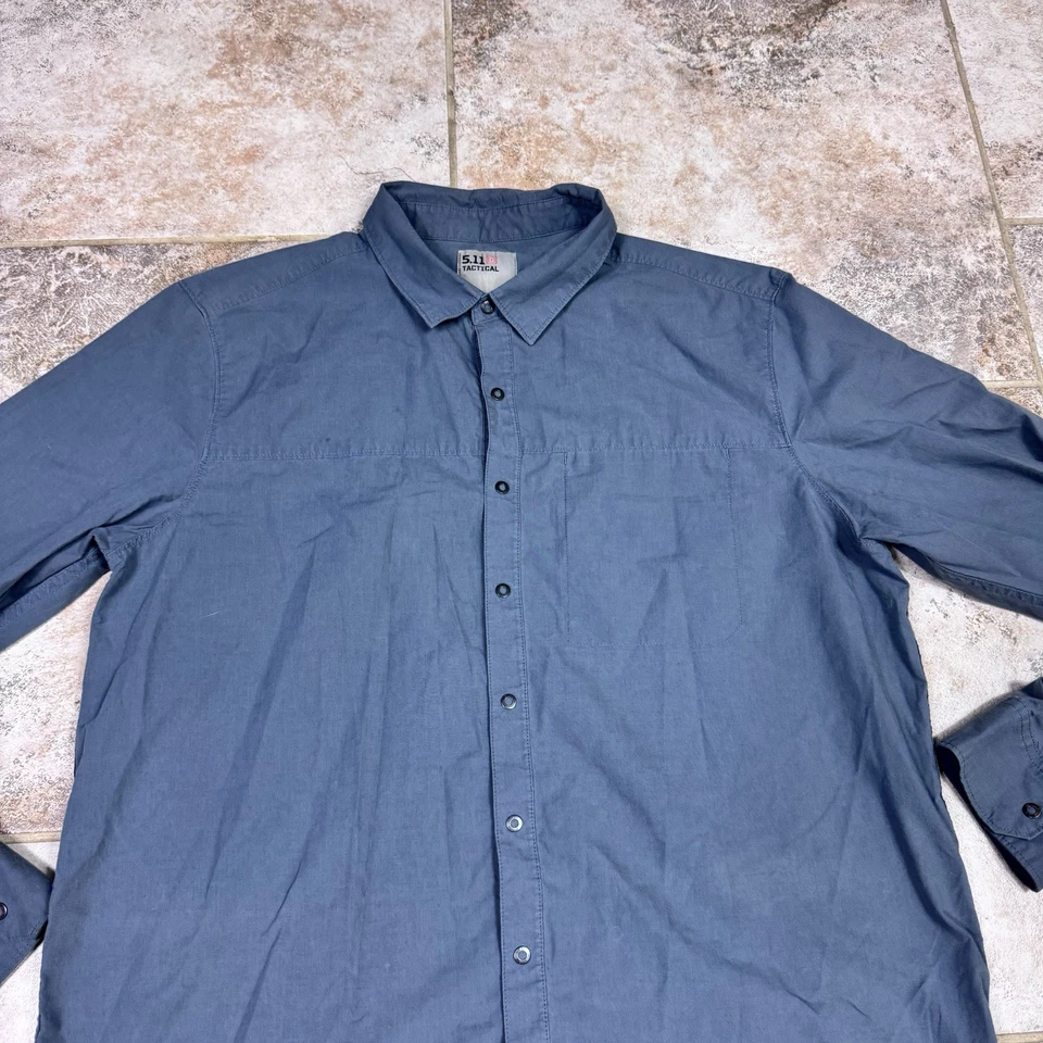 5.11 Tactical Mens Large Gray Long Sleeve Snap Up Shirt Lightweight Outdoor - Image 2 of 4
