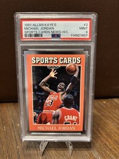 1991 ALLAN KAYE'S SPORTS CARDS NEWS MAGAZINE HAND CUT #2 MICHAEL JORDAN PSA 9