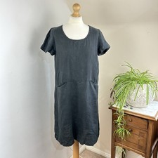 Eva Tralala Charcoal Grey Linen Dress UK 12 Pockets Minimalist Chic Summer