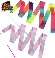 Rhythmische Sportgymnastik Band Tanzbänder 78 Zoll mit Stab Kinder Funkelnd Set