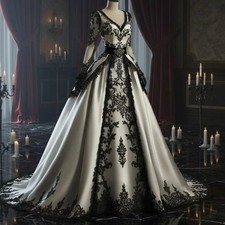 Customized Vintage Victorian Wedding Dress Lace VNeck Corset Bridal Gown Special