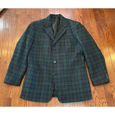 J.Crew Men's 100% Wool 3-Button Blazer Tartan Blackwatch Plaid Medium