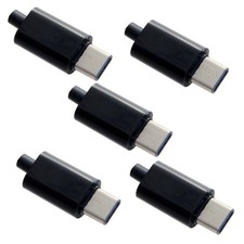 JSER 5set DIY 24pin USB 3.1 Type C USB-C Male Plug Connector 5V 3A SMT Black
