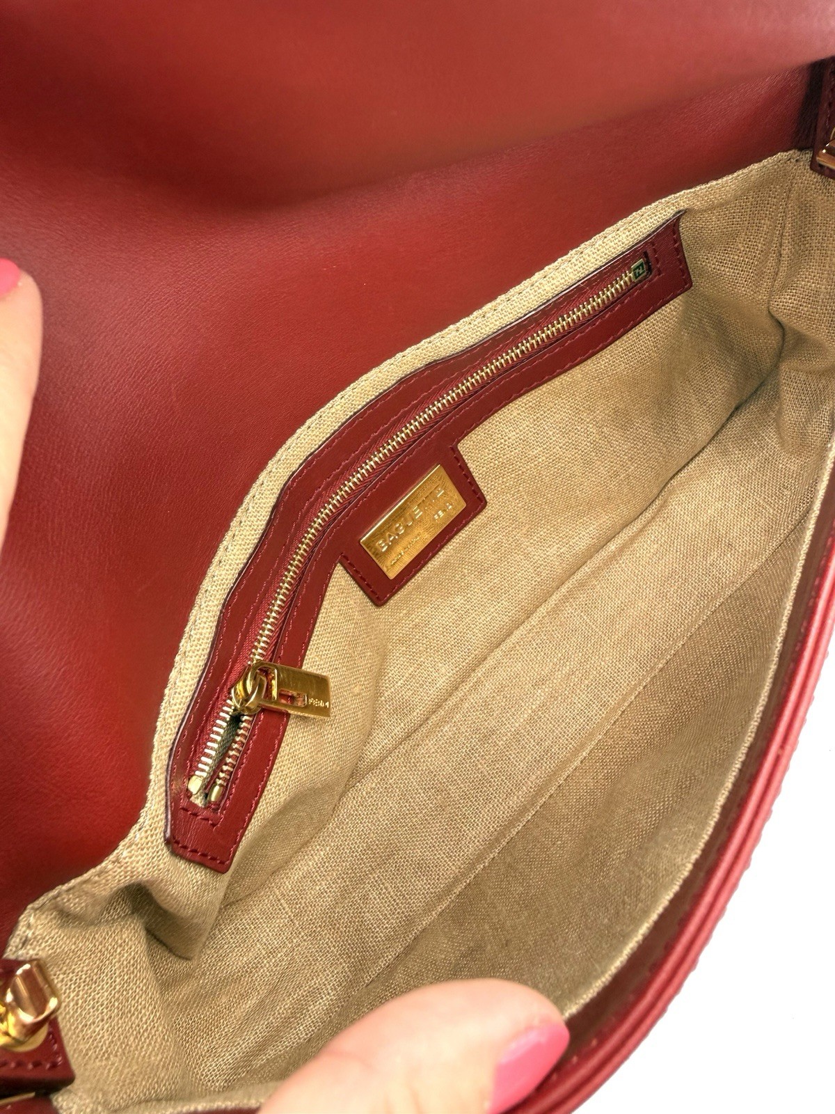 Fendi Red Leather Baguette — image 12