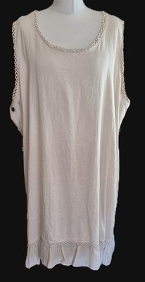 Kleid Long Bluse Tunika Beige 55% Leinen 45% Viscose Übergröße Oversize Italy