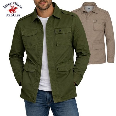 Herren Trenchcoat Jacke POLO CLUB BEVERLY HILLS Baumwolle Stretch mit Knöpfen und Reißverschluss