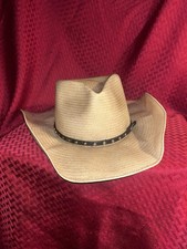 Bullhide Western Lifestyle Distressed Straw Cowboy Hat Brown Leather Band