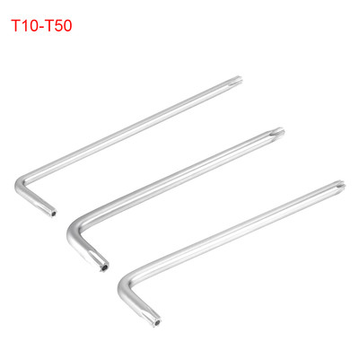 T10-T50 Long Tamper Proof Torx Star Key Bit Wrench L-Shape Nickel Plated