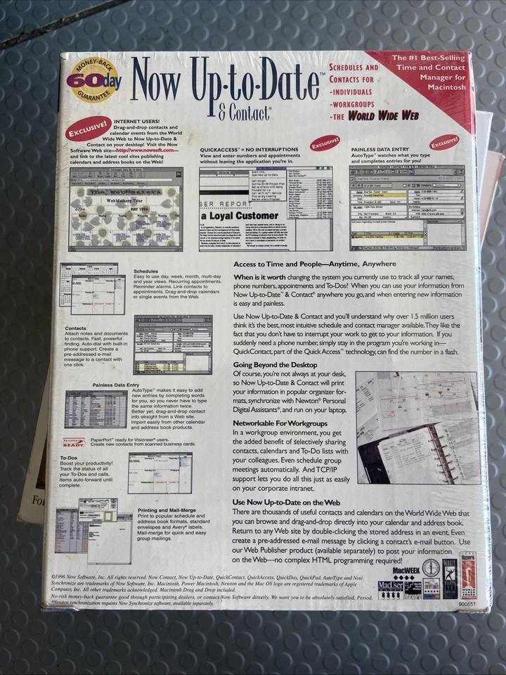 BRAND NEW! SEALED in Box! Now Up-to-Date &Contact V 3.6.6 Macintosh Vintage 1996 - Image 2 of 4