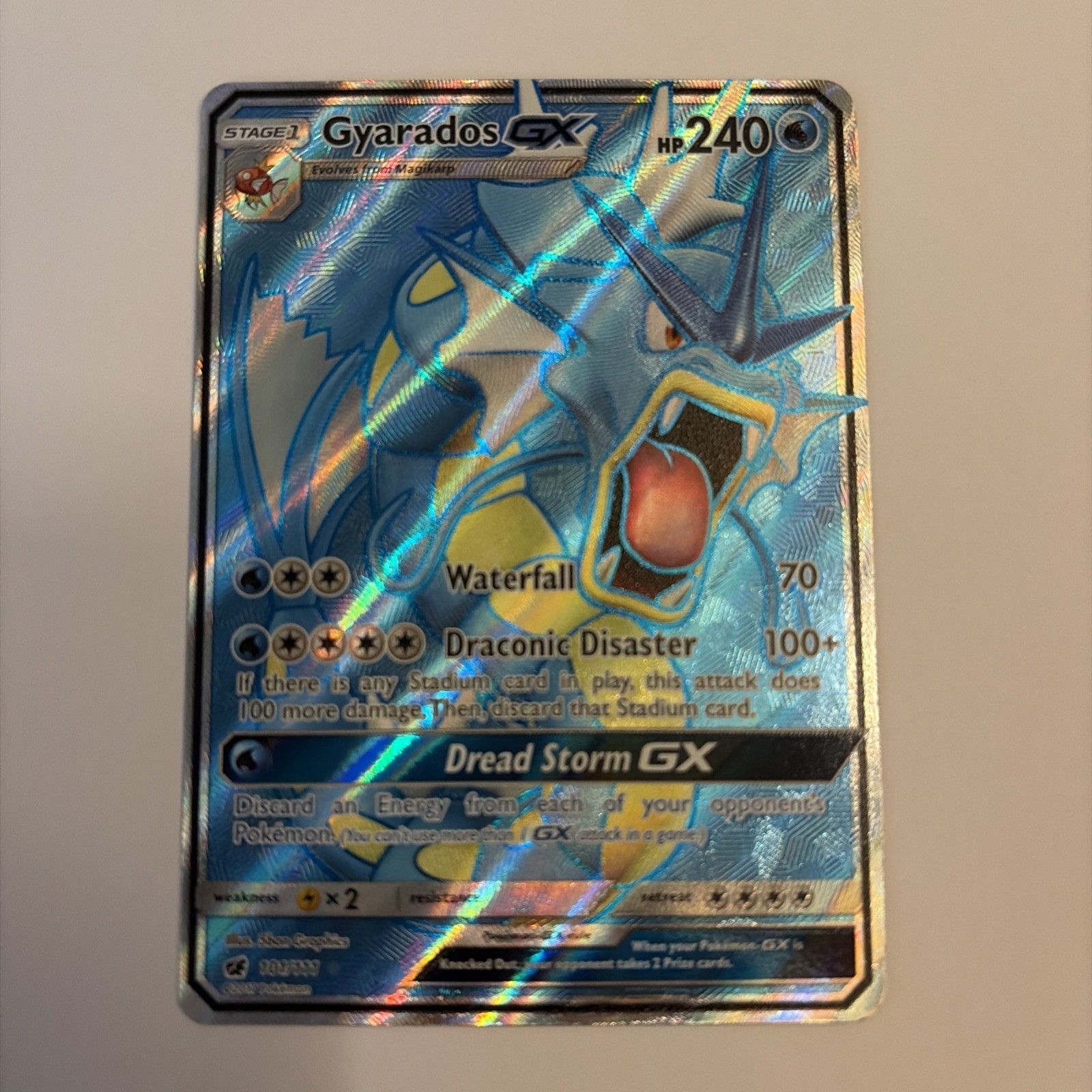 Pokemon TCG Gyarados GX Full Art Ultra Rare Card 101/111 Crimson Invasion