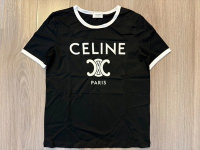 CELINE Paris Tee Shirt in Cotton Jersey women black sz M