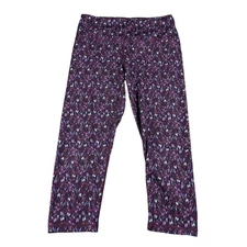 MANDUKA Colorful Cropped Capril Pull On Leggings Purple Blue Yoga Workout Gym