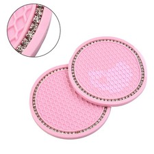 Porta Tazza Opaco Rosa Strass Universale Accessori Anti-scivolo Resistente