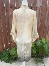 Vintage Natori 100% Silk Peach & Purple Ombré Floral Kimono Size Small