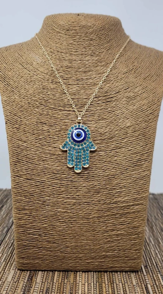 Gold Hamsa Hand Halskette 🧿 Fatimas Hand Anhänger Böser Blick Schutz Schmuck - Bild 4 von 4