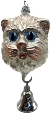 Patricia Breen Here Kitty Kitty Pearl Silver Bell 2 Part Christmas Tree Ornament