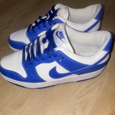 Nike Dunk Men s Low Top Lace Up Athletic Sneakers White/Blue Colorblock Logo