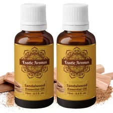 Exotic Aromas Sandalwood Oil 15 ml for Aroma Therapy, Stress Relief Pack of 2