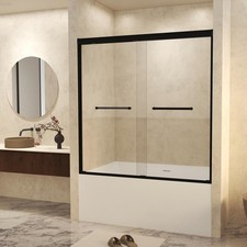 Aluminum Frame Sliding Shower Door, 6mm Tempered Glass, Matte , Easy