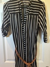 Woman’s Passport Shirt Dress With Belt Black And White Size 1X