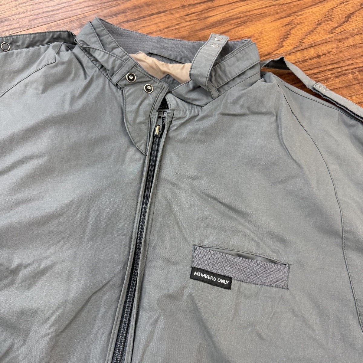 VINTAGE Members Only Jacket Mens 46 Gray Full Zip Lined Bomber