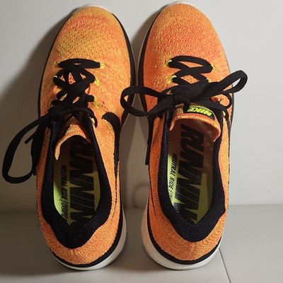 Nike Flyknit Lunar 3 Women's Low Top Lace-Up Sneaker Orange/Black Running