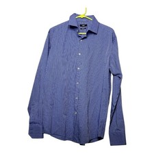 Men's Boss Hugo Boss long sleeve, blue checkered, button down shirt, size 17.5